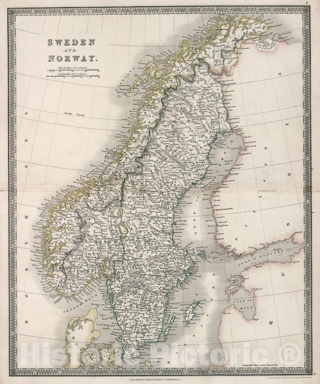 Historic Map : Sweden and Norway, 1836, Vintage Wall Art