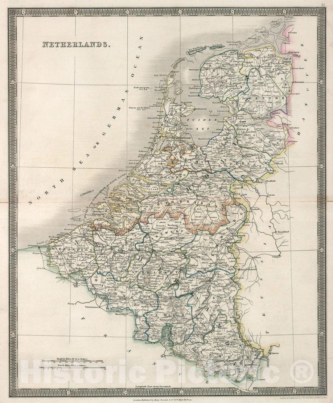 Historic Map : Netherlands, 1836, Vintage Wall Art