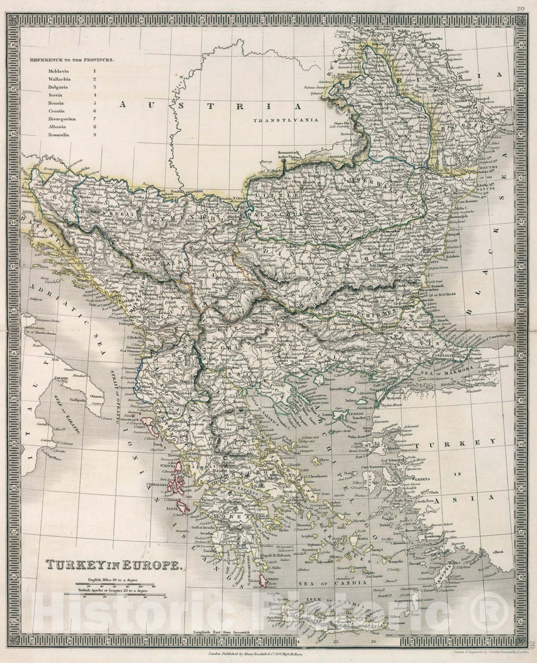 Historic Map : Turkey in Europe, 1836, Vintage Wall Art