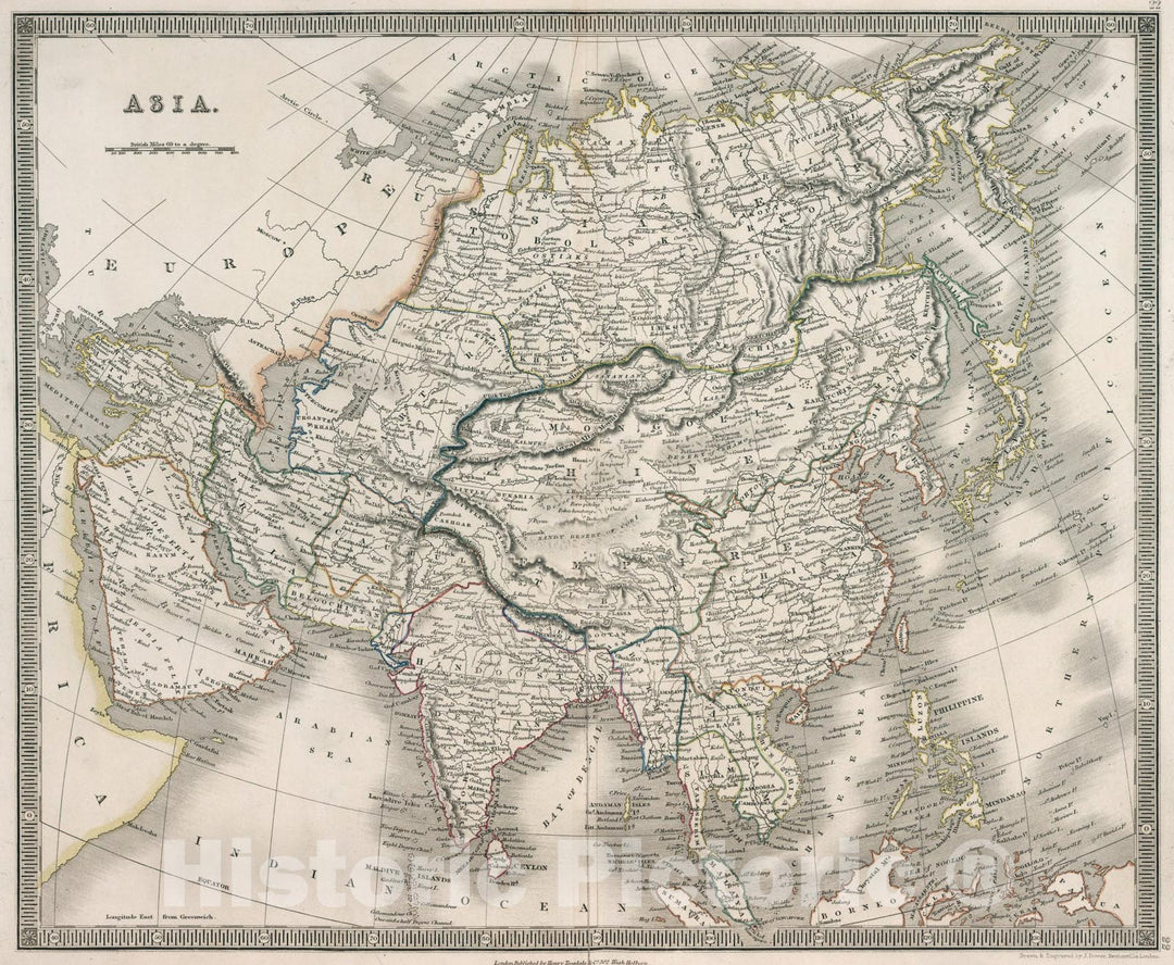 Historic Map : Asia, 1836, Vintage Wall Art