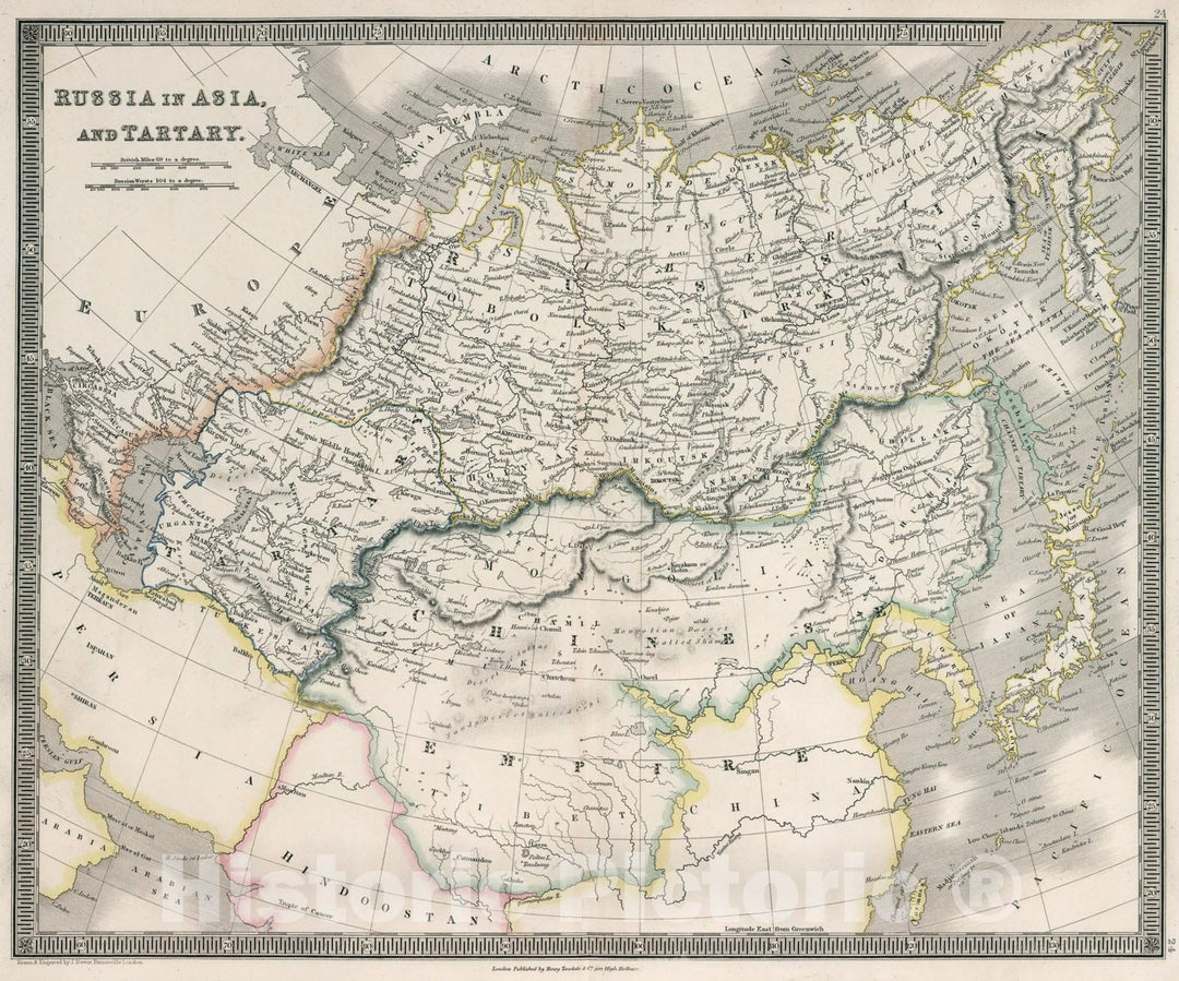 Historic Map : Russia in Asia and Tartary, 1836, Vintage Wall Art