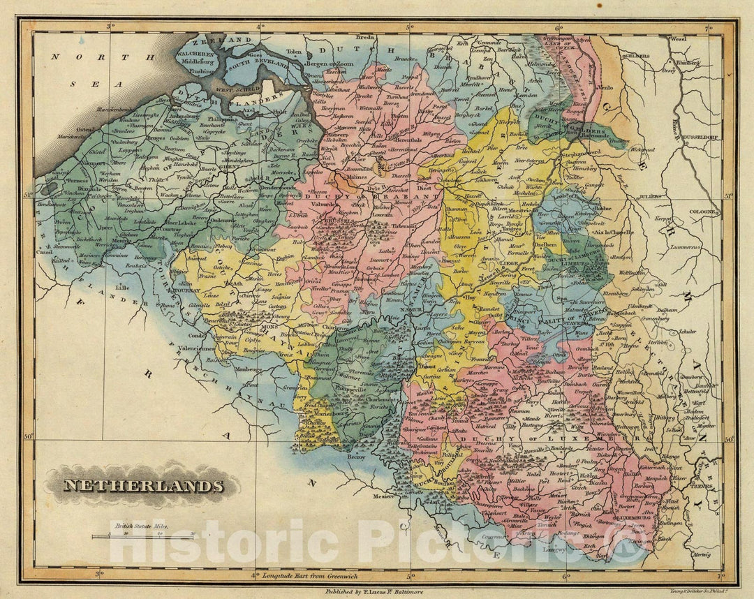 Historic Map : Netherlands., 1823, Vintage Wall Art