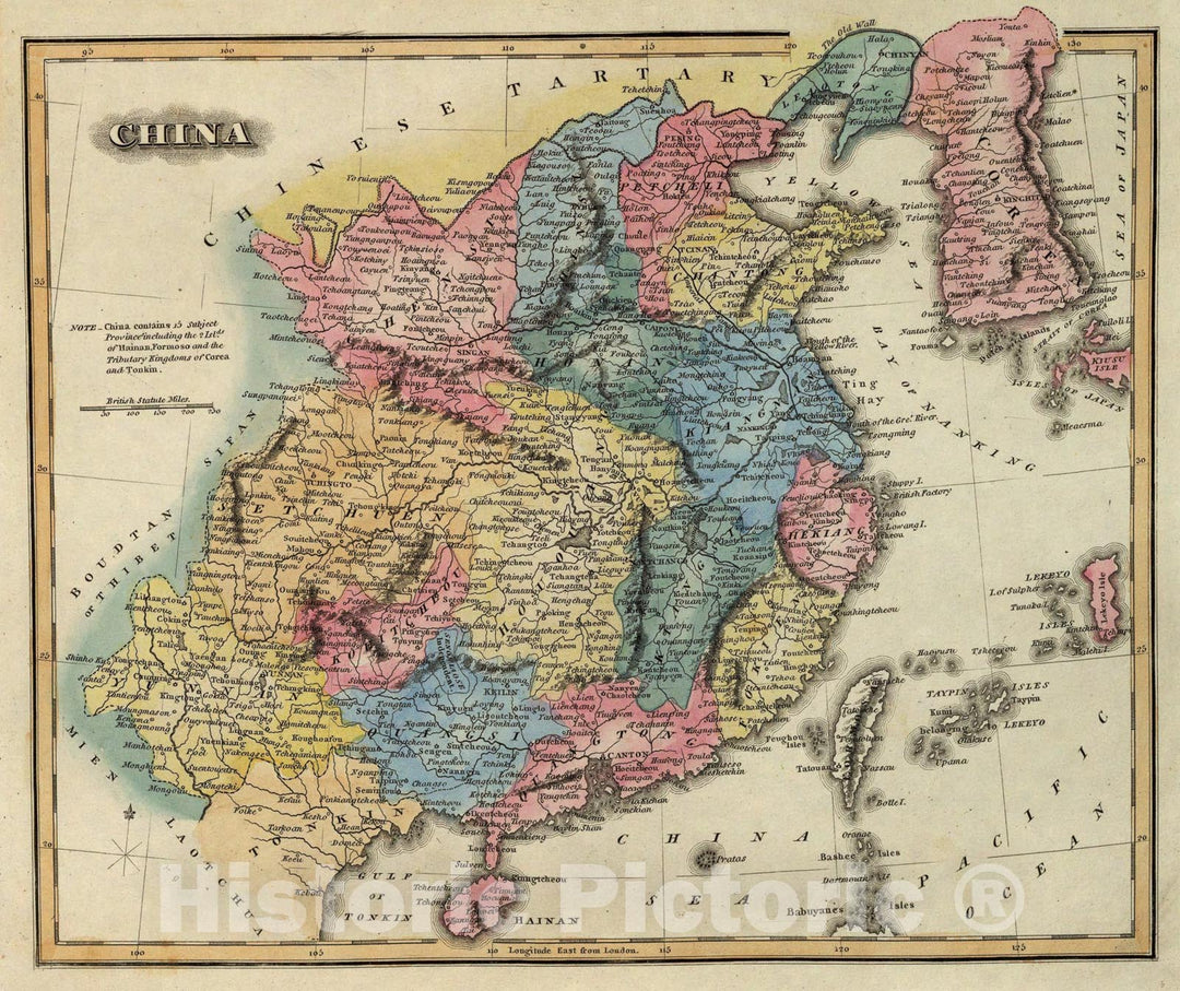 Historic Map : China., 1823, Vintage Wall Art