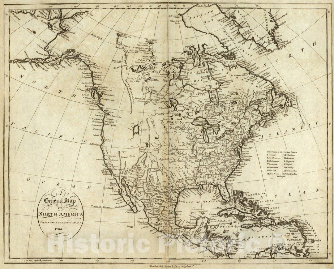 Historic Map : Map of North America., 1796, Vintage Wall Art