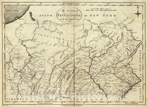Historic Map : State of Pennsylvania., 1796, Vintage Wall Art