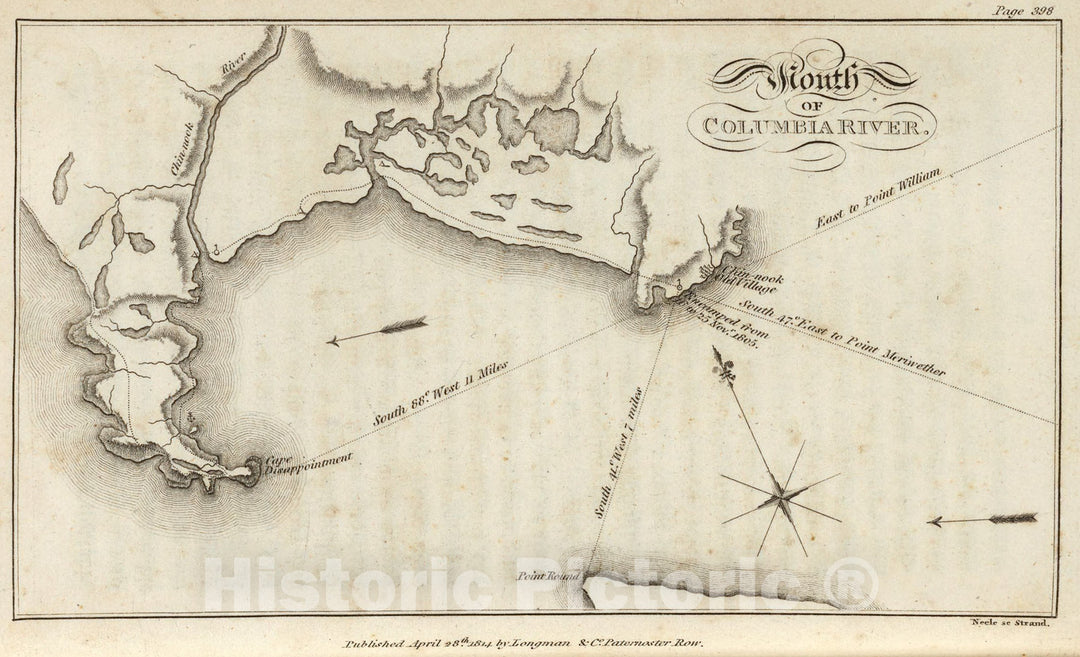 Historic Map : Mouth of Columbia River., 1815, Vintage Wall Art