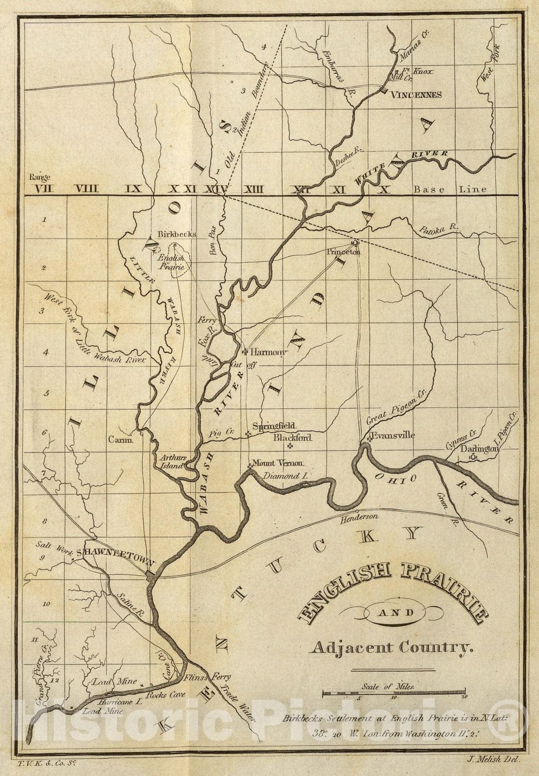 Historic Map : English Prairie and Adjacent Country., 1818, Vintage Wall Art