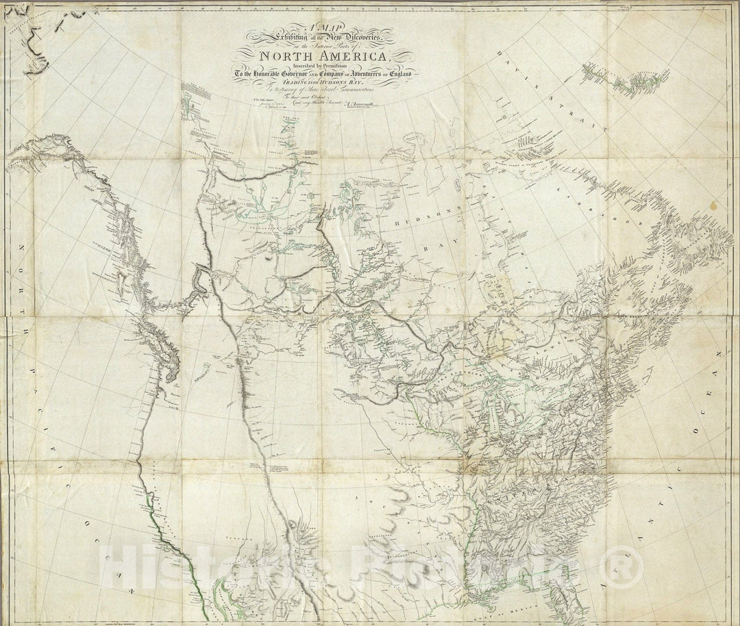 Historic Map : New Discoveries in the Interior Parts of North America, 1802, , Vintage Wall Art