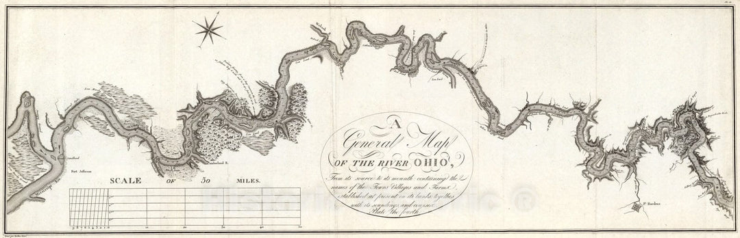 Historic Map : A General Map Of The River Ohio, From its source to its mounth (sic)., 1796, Vintage Wall Art