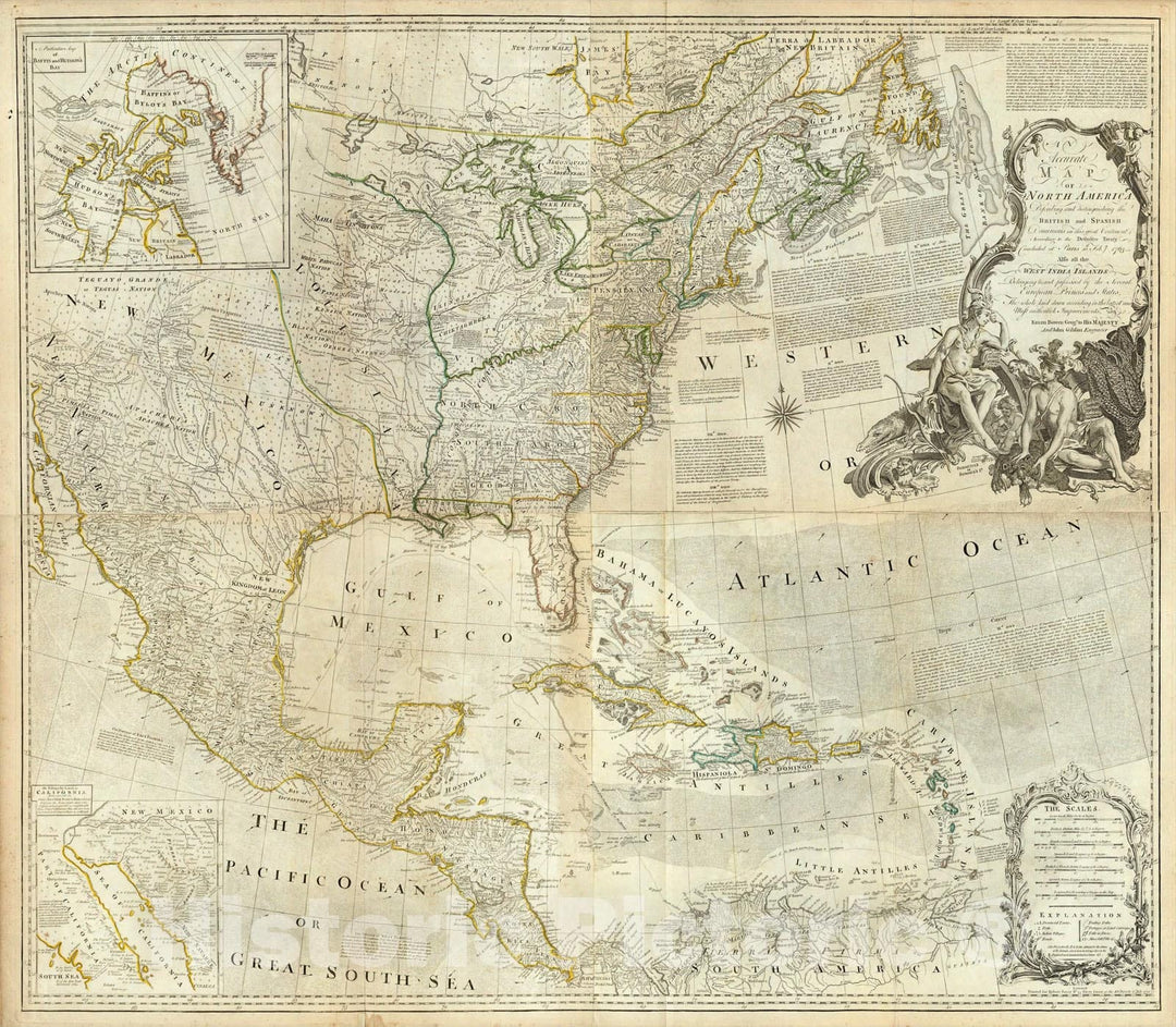 Historic Map : Composite: North America., 1776, Vintage Wall Art