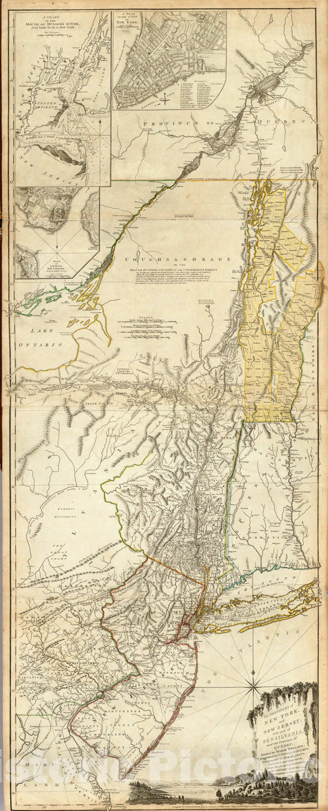 Historic Map : The Provinces of New York, and New Jersey; with part of Pensilvania and the Province of Quebec, 1776, Sayer & Bennett, v3, Vintage Wall Art