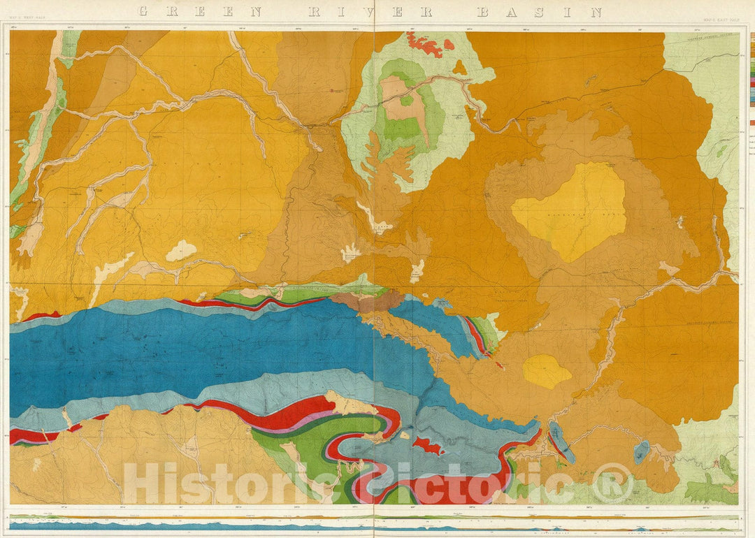 Historic Map : Green River Basin. (Geological), 1876, Vintage Wall Art