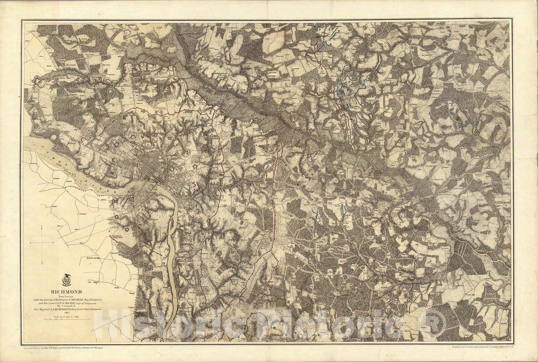 Historic Map : Richmond., 1869, Vintage Wall Art