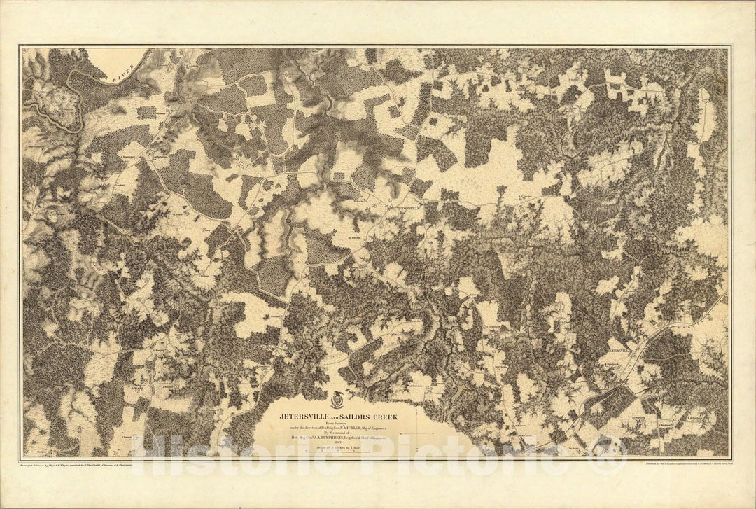 Historic Map : Jetersville And Sailors Creek., 1869, Vintage Wall Art