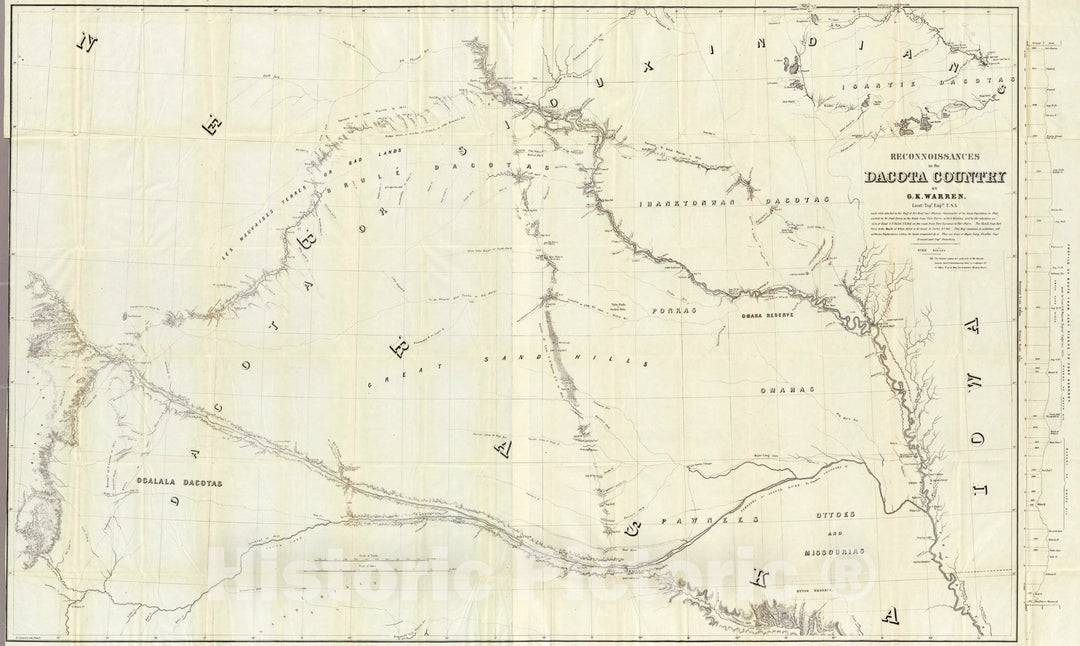 Historic Map : Reconnoissances in the Dacota Country., 1856, Vintage Wall Art