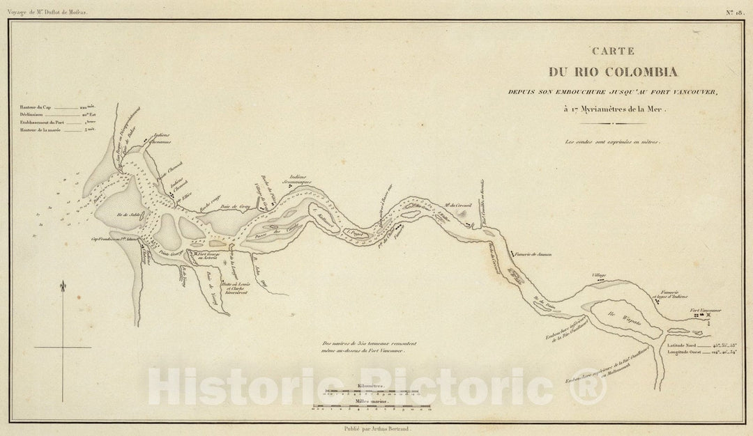 Historic Map : Rio Colombia., 1844, Vintage Wall Art