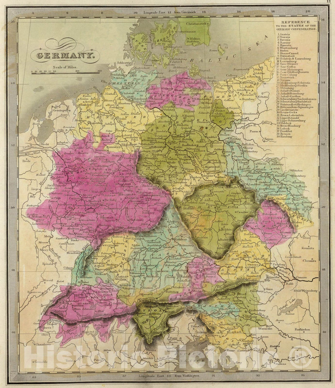 Historic Map : Germany., 1840, Vintage Wall Art