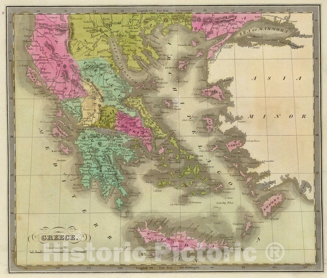 Historic Map : Greece., 1840, Vintage Wall Art