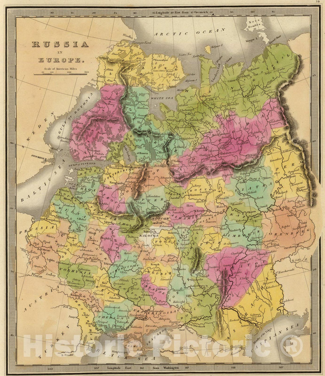 Historic Map : Russia In Europe., 1840, Vintage Wall Art