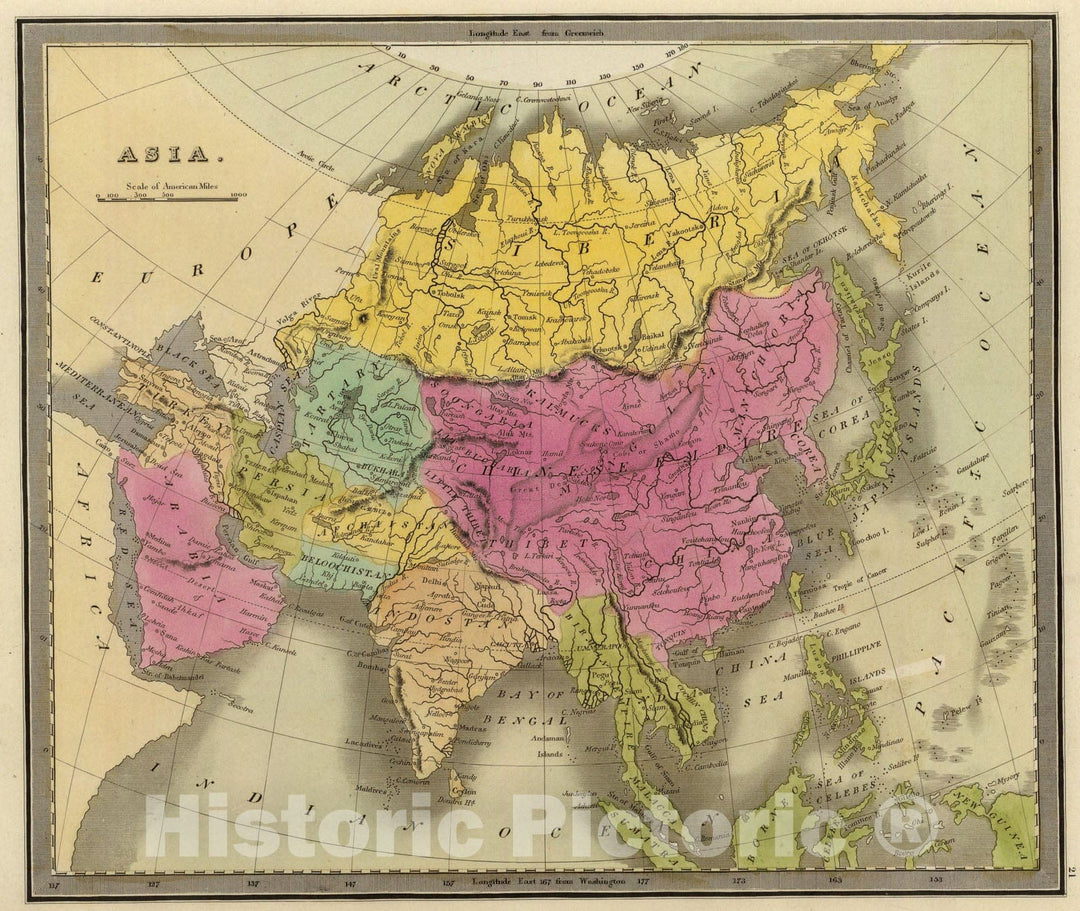 Historic Map : Asia., 1840, Vintage Wall Art