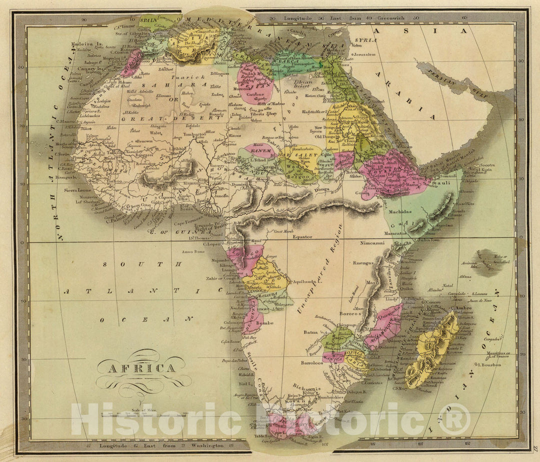 Historic Map : Africa., 1840, Vintage Wall Art