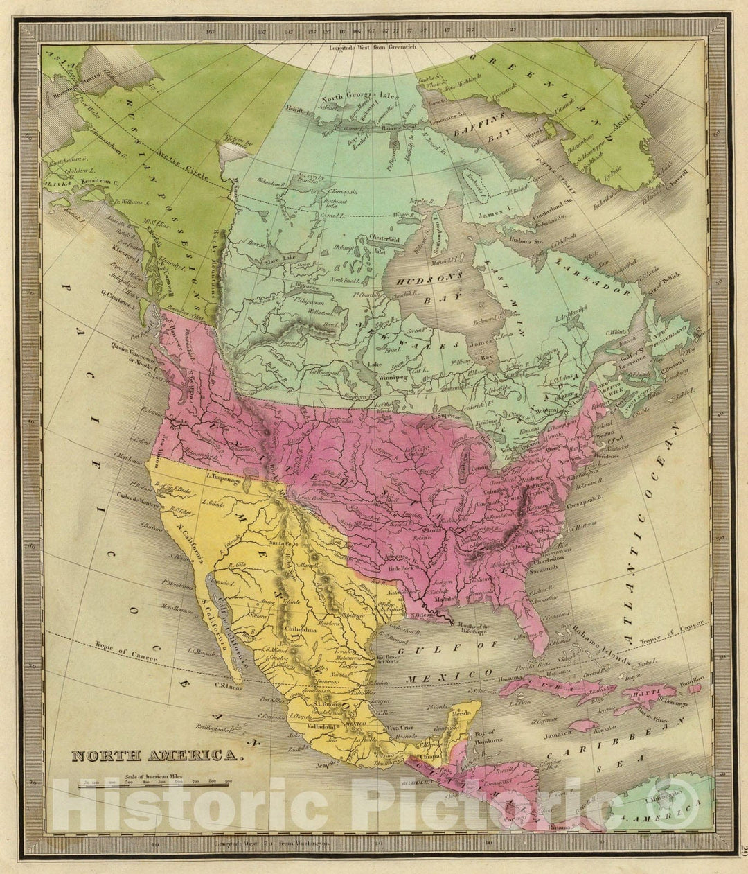 Historic Map : North America., 1840, Vintage Wall Art