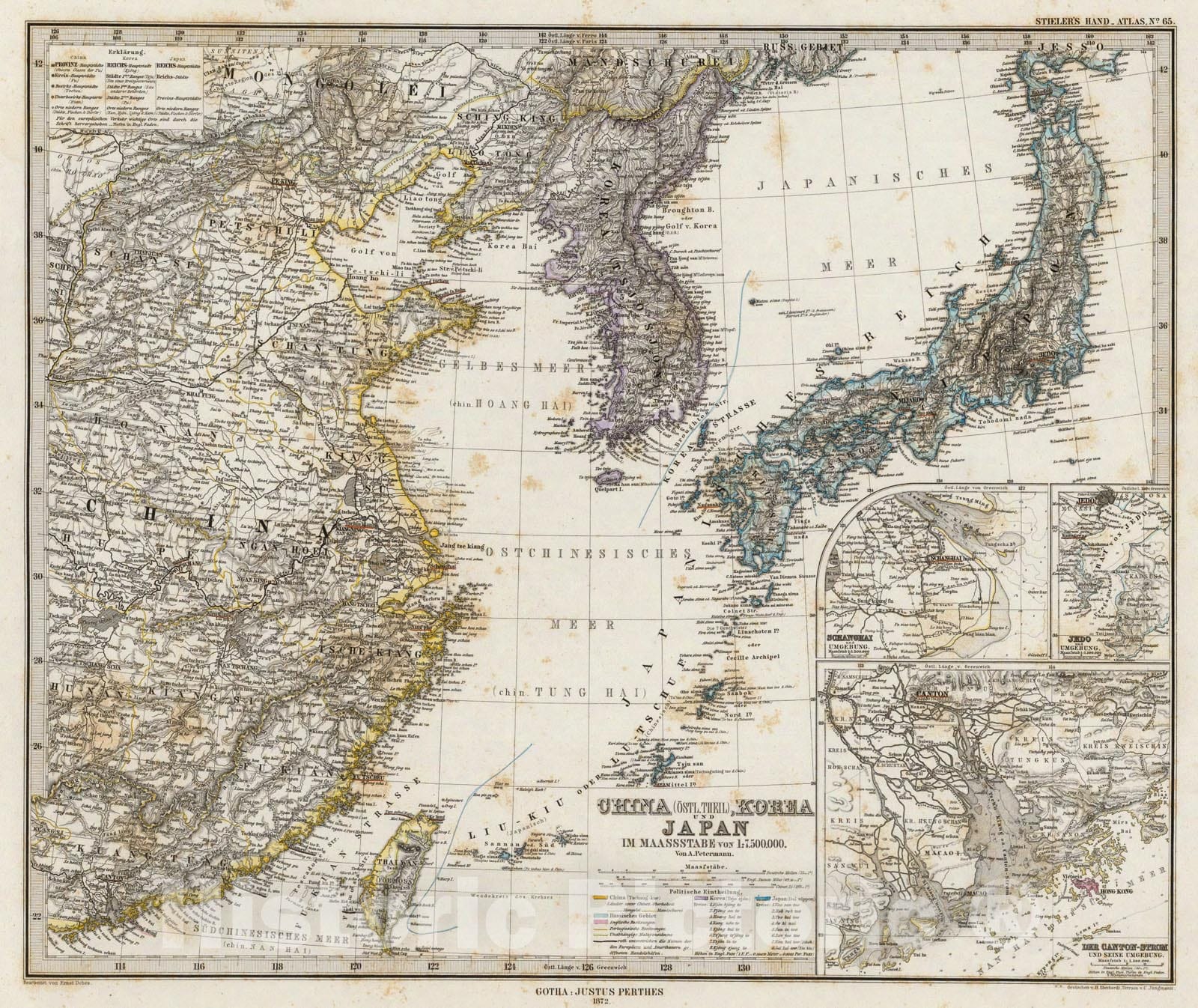 Historic Map : China (Ostl. Theil), Korea Und Japan., 1875, Vintage Wall Art