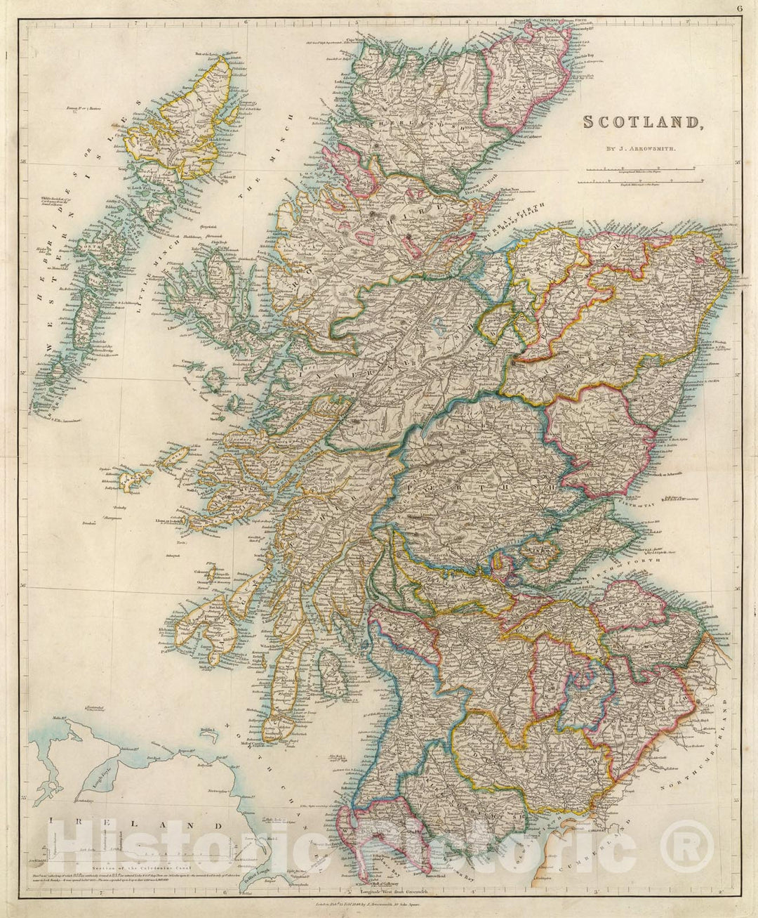 Historic Map : Scotland., 1844, Vintage Wall Art