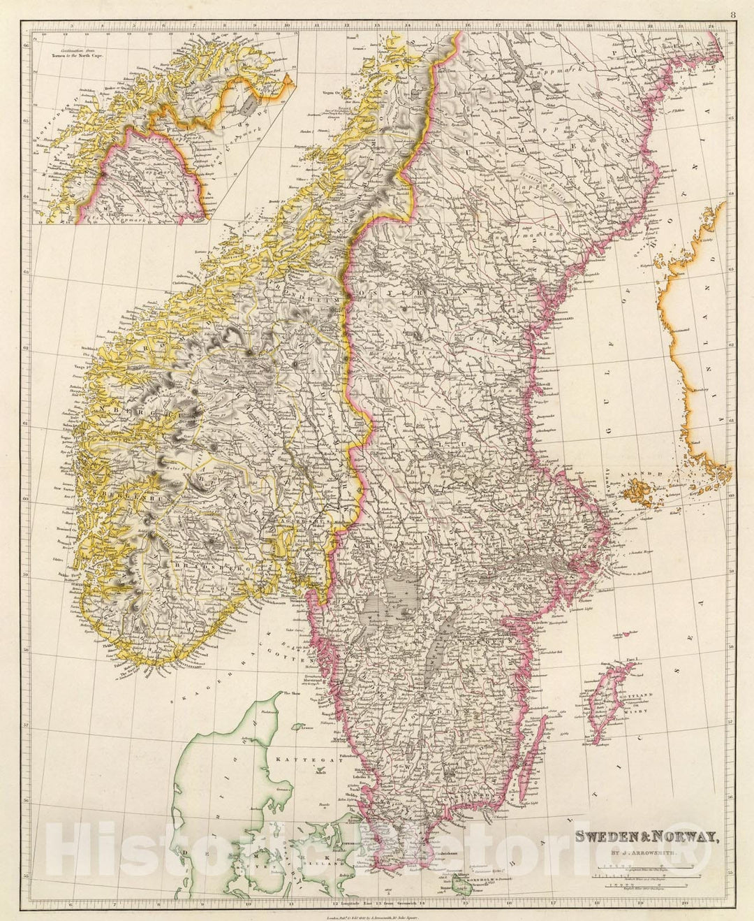 Historic Map : Sweden & Norway., 1844, Vintage Wall Art