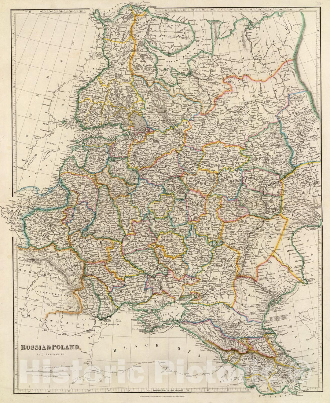 Historic Map : Russia & Poland., 1844, Vintage Wall Art