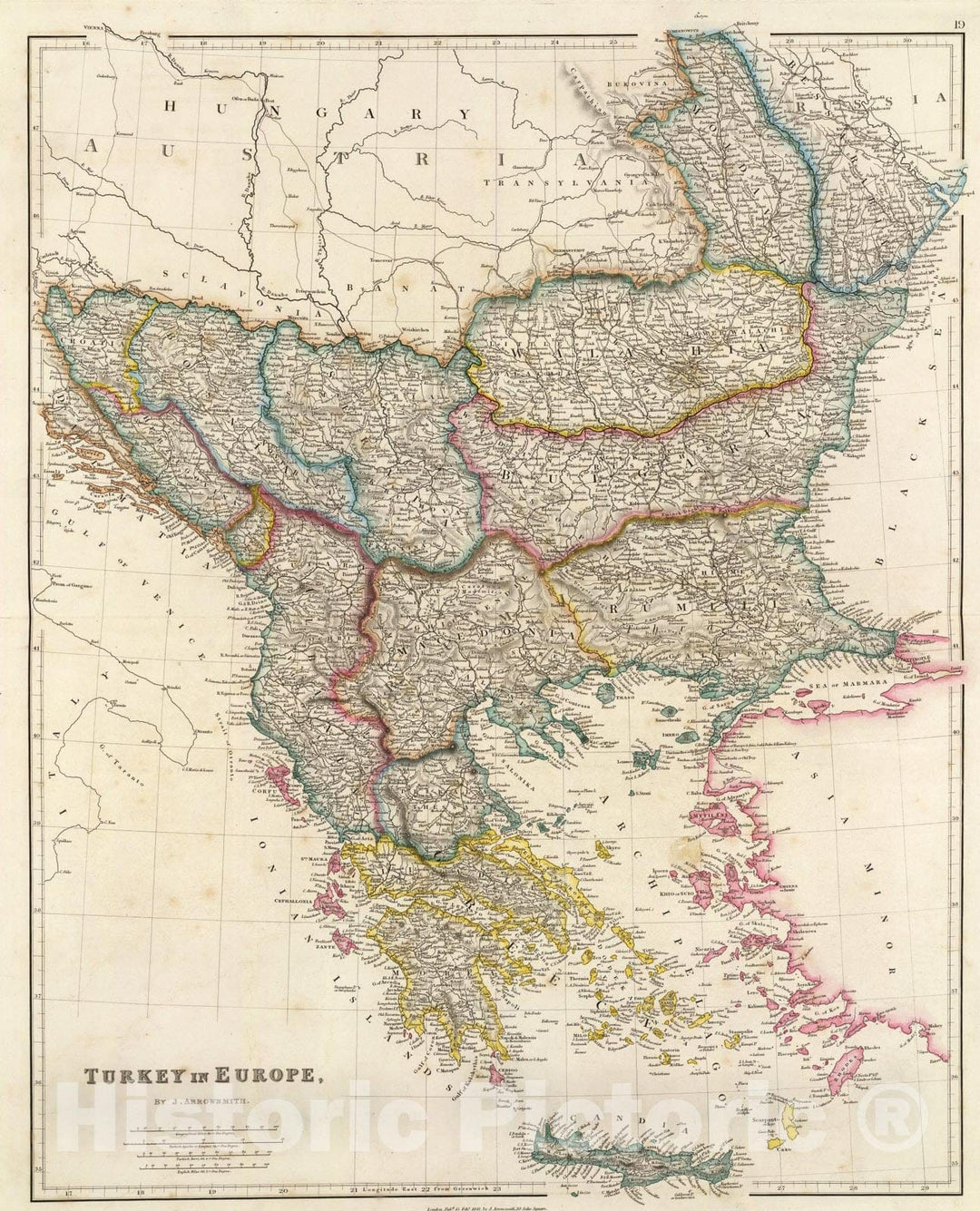 Historic Map : Turkey In Europe., 1844, Vintage Wall Art