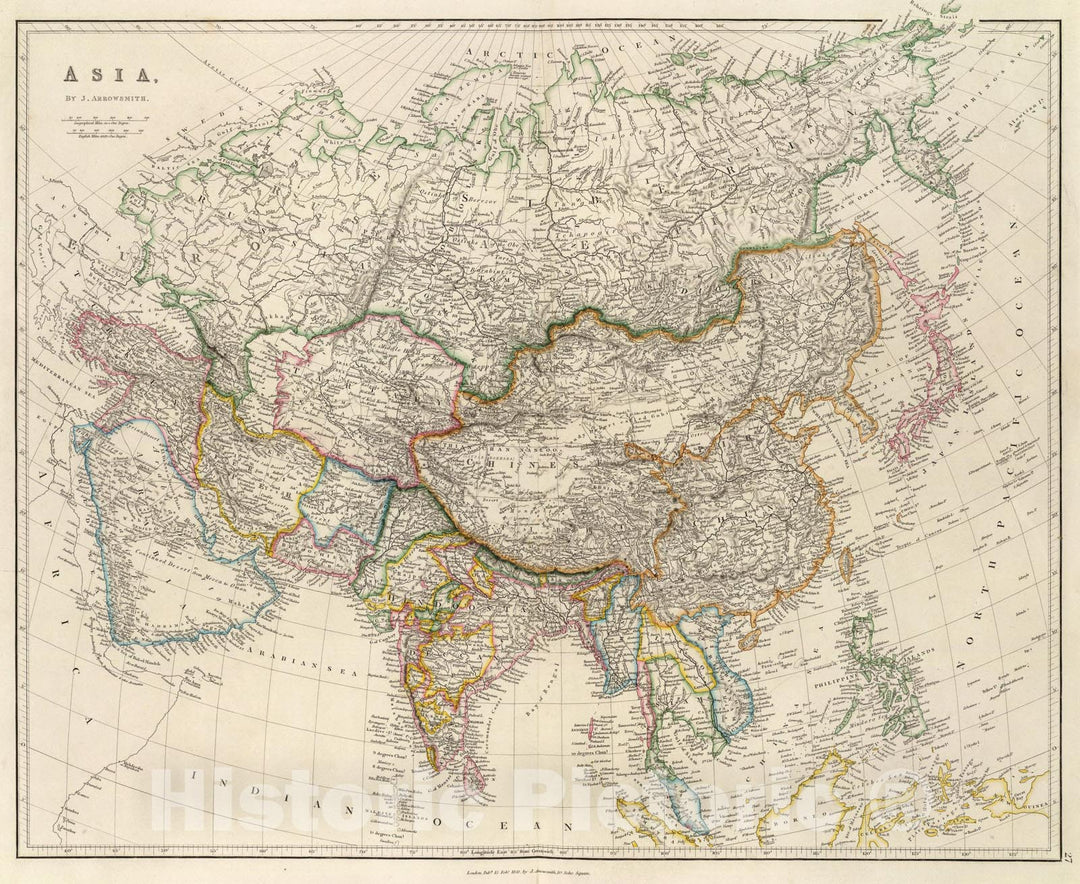 Historic Map : Asia., 1844, Vintage Wall Art