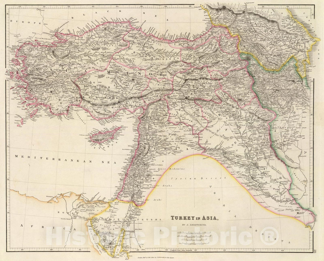 Historic Map : Turkey in Asia., 1844, Vintage Wall Art