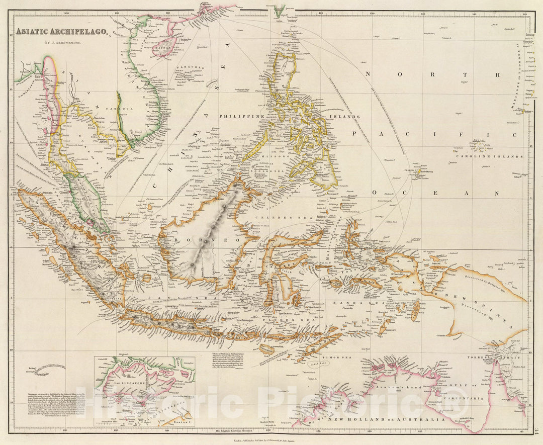 Historic Map : Asiatic Archipelago., 1844, Vintage Wall Art