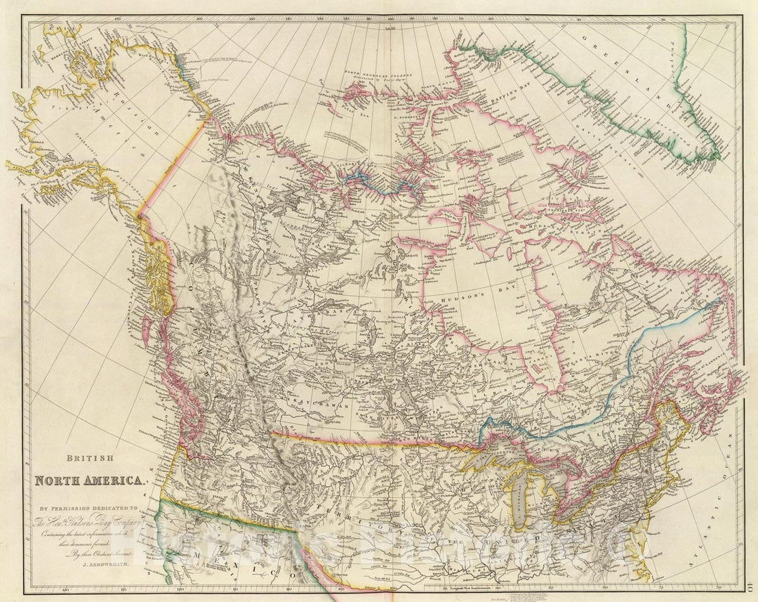 Historic Map : British North America., 1844, Vintage Wall Art