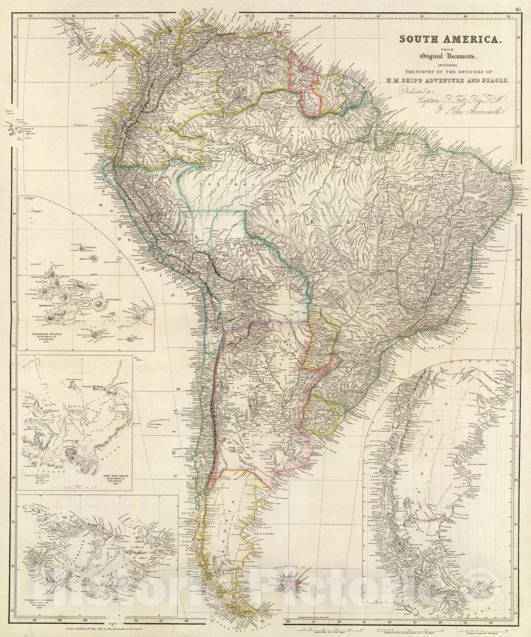 Historic Map : South America., 1844, Vintage Wall Art