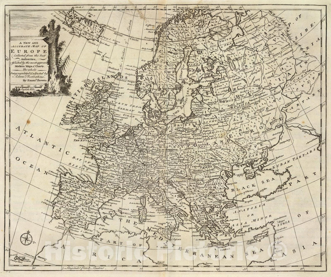 Historic Map : Map of Europe., 1747, Vintage Wall Art