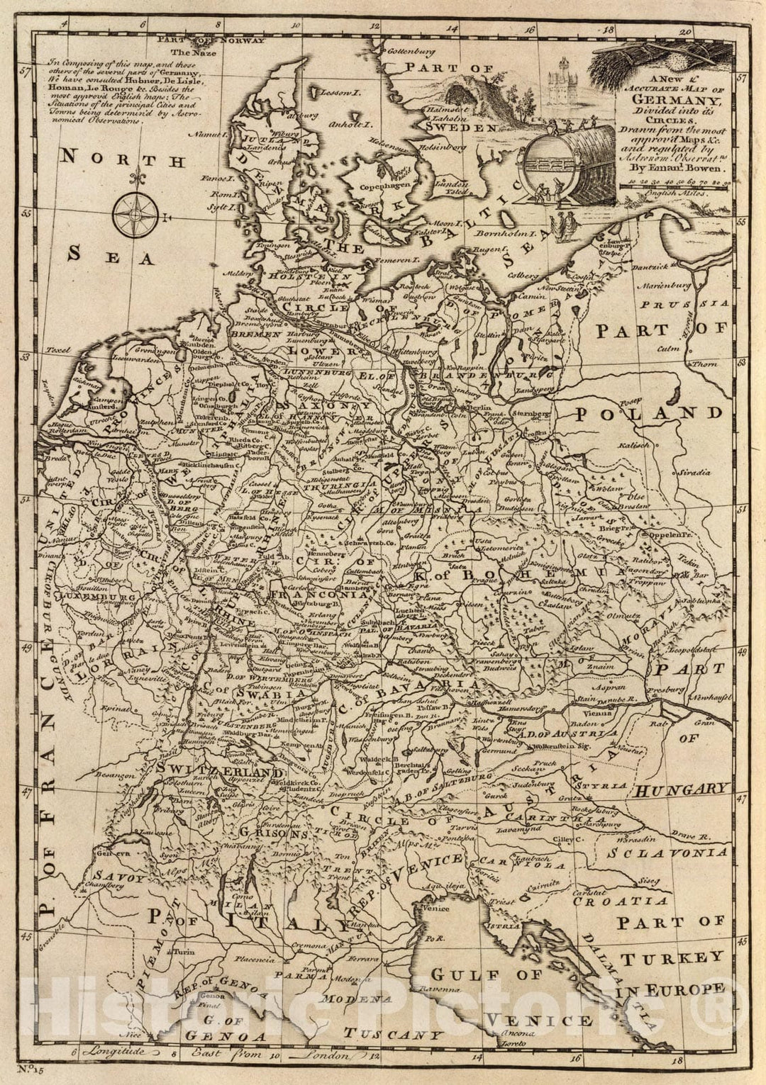 Historic Map : Map of Germany., 1747, Vintage Wall Art