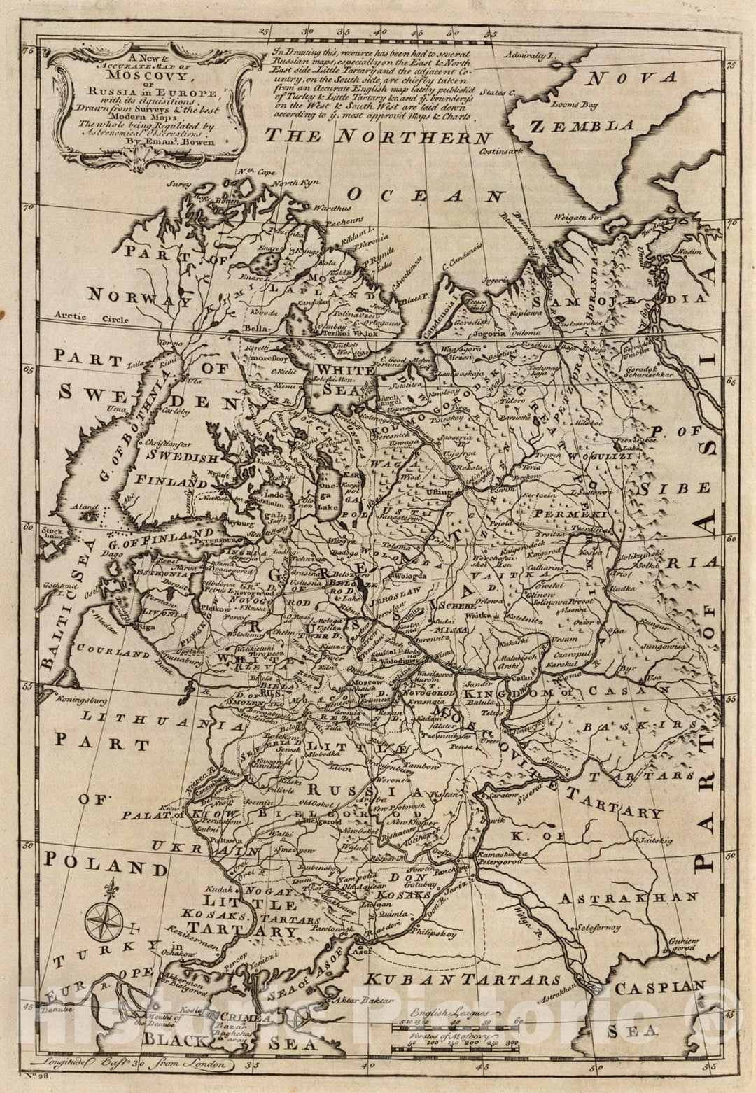 Historic Map : Moscovy, Russia in Europe., 1747, Vintage Wall Art