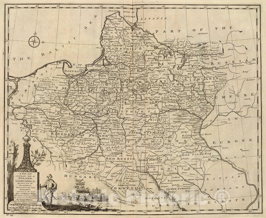 Historic Map : Poland, Lithuania &c., 1747, Vintage Wall Art