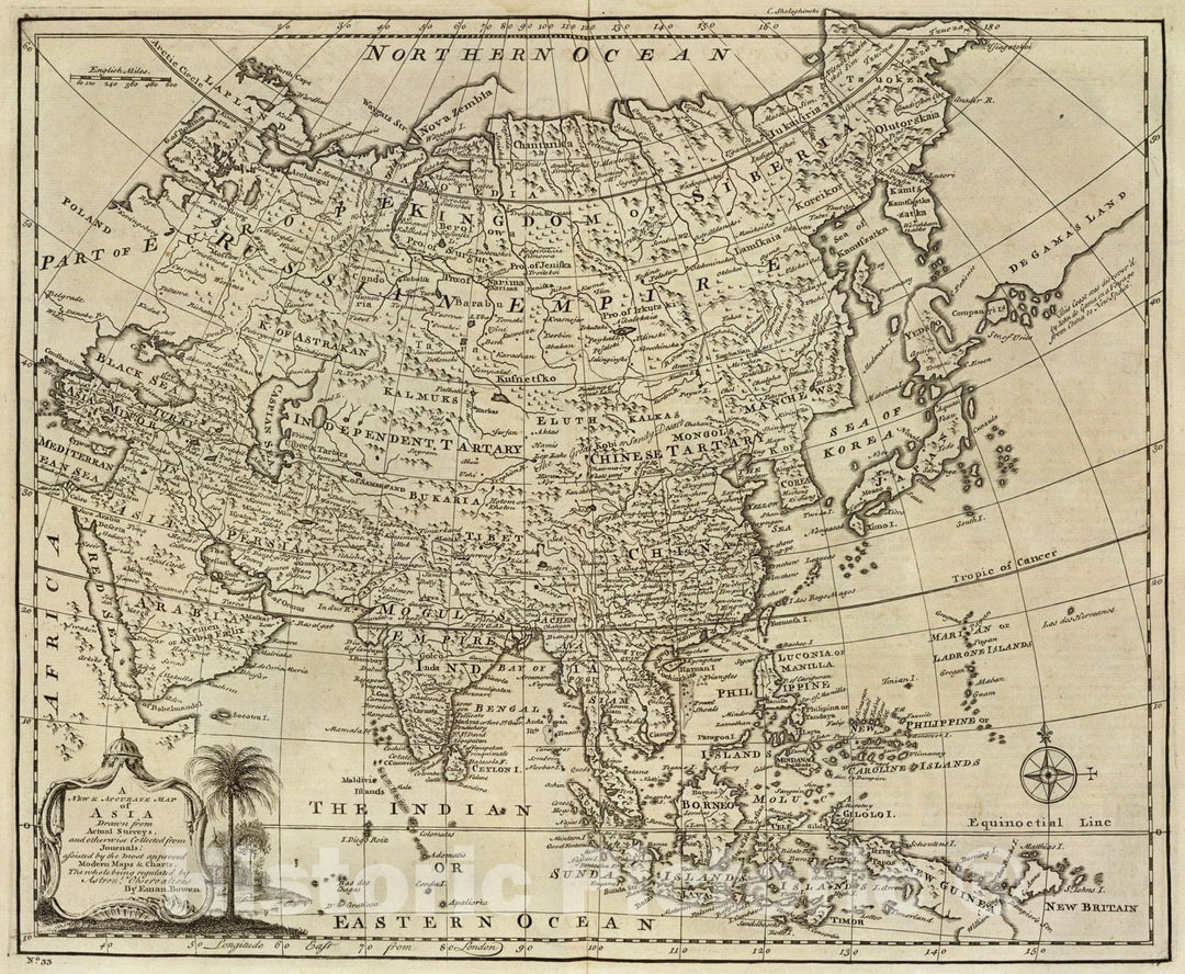 Historic Map : Map of Asia., 1747, Vintage Wall Art