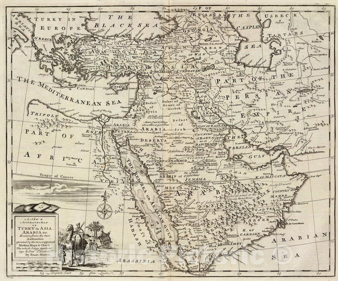 Historic Map : Turky in Asia, Arabia &c., 1747, Vintage Wall Art