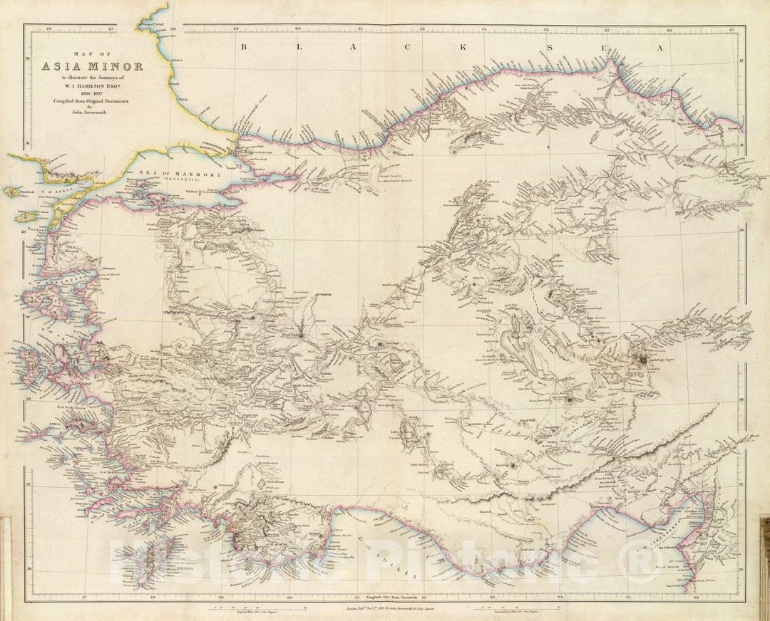 Historic Map : Map of Asia Minor., 1844, Vintage Wall Art