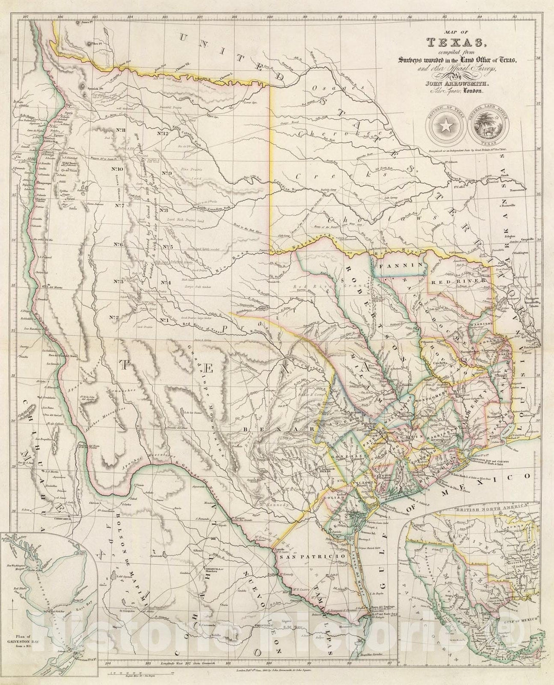 Historic Map : Map Of Texas., 1844, Vintage Wall Art