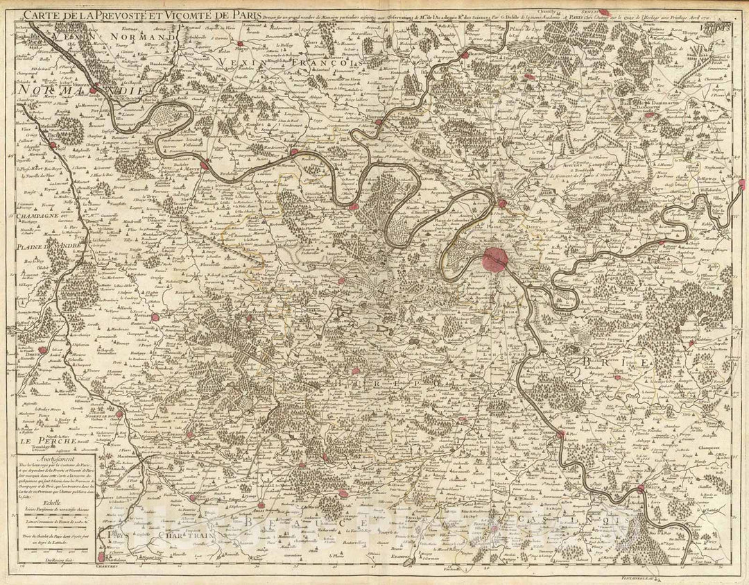 Historic Map : Paris, Prevoste et Vicomte de., 1711, Vintage Wall Art