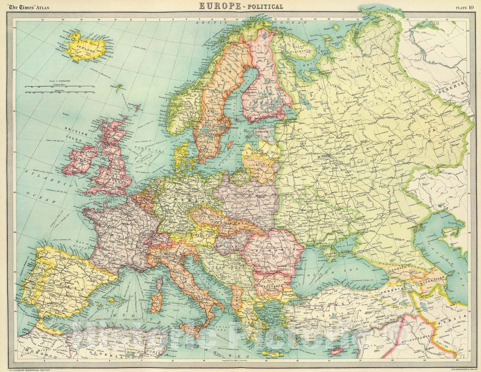 Historic Map : Europe - political., 1922, Vintage Wall Art