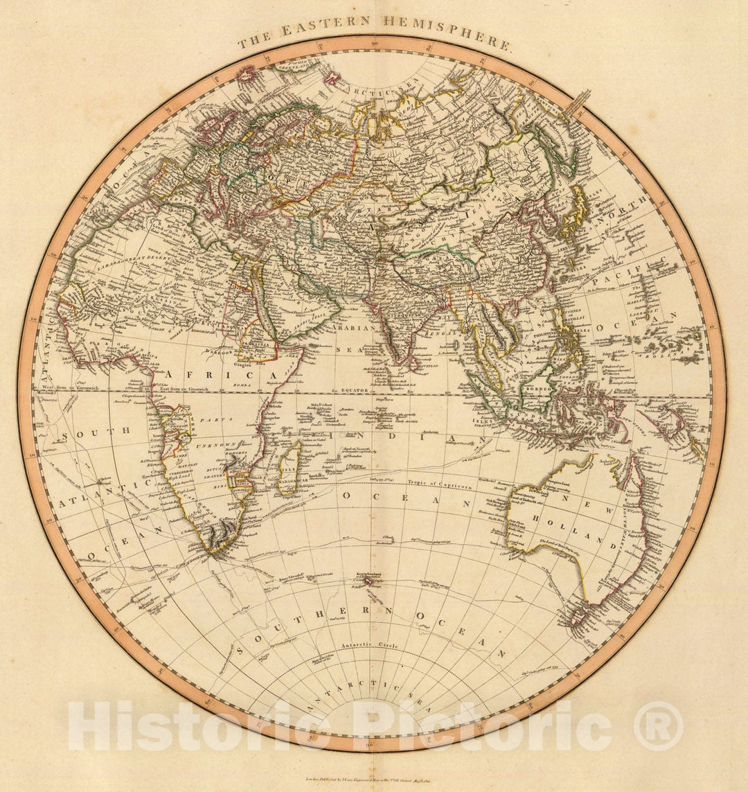 Historic Map : Eastern Hemisphere., 1801, Vintage Wall Art