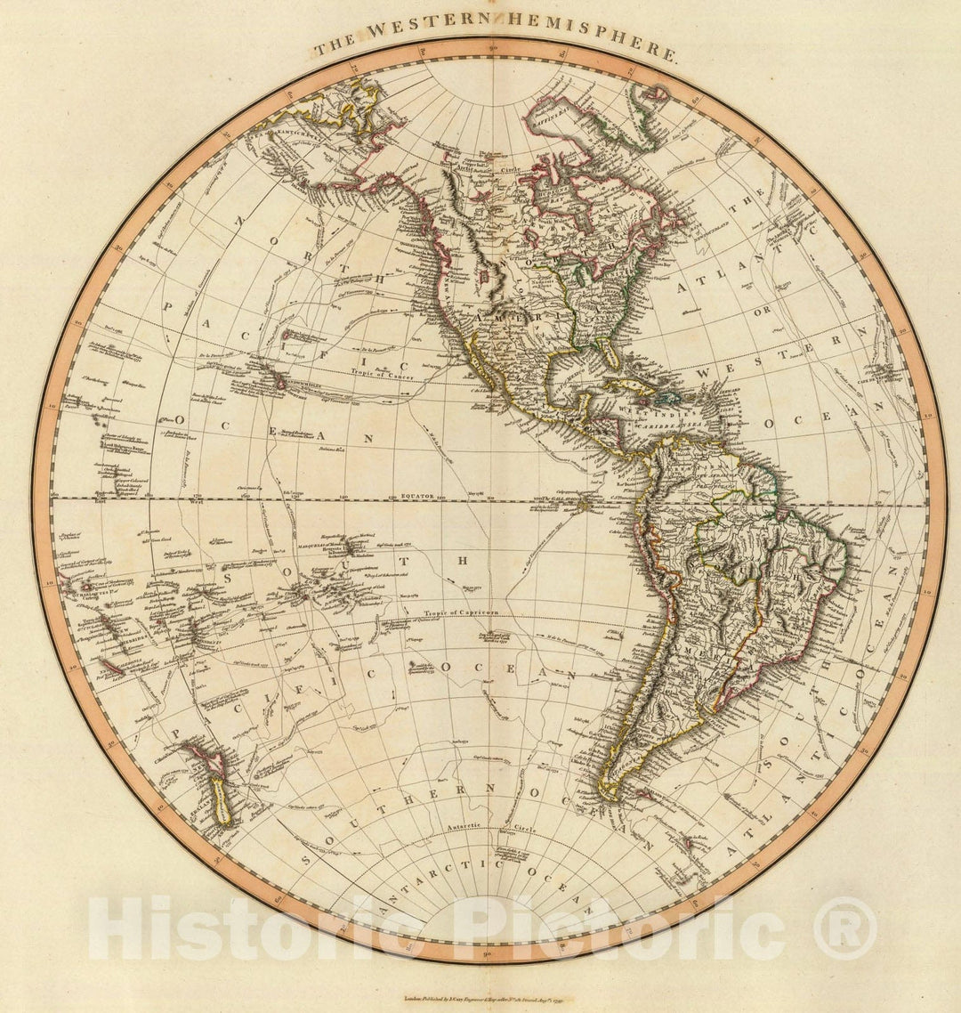 Historic Map : Western Hemisphere., 1799, Vintage Wall Art