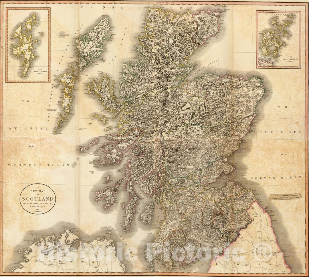 Historic Map : Composite: Scotland., 1801, Vintage Wall Art