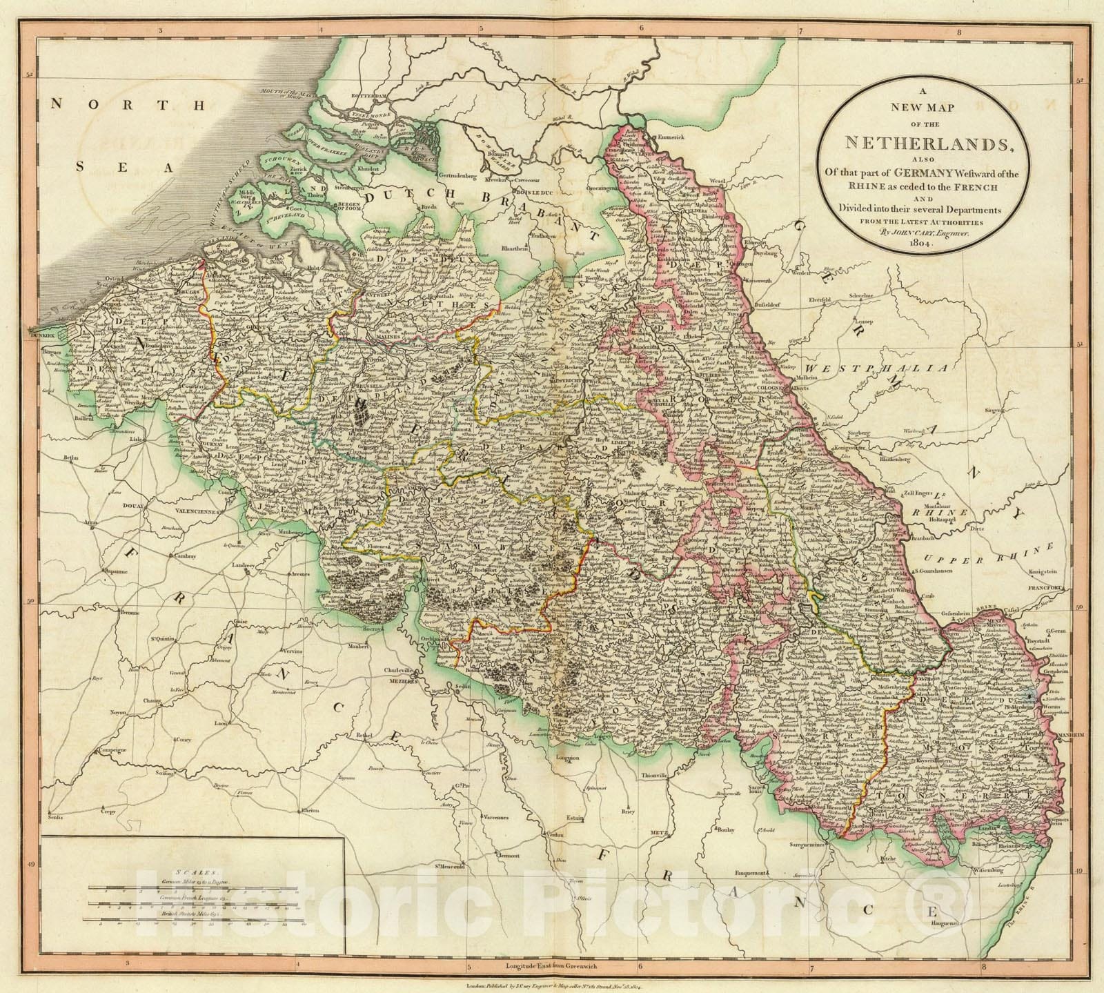 Historic Map : Netherlands, part of Germany., 1804, Vintage Wall Art